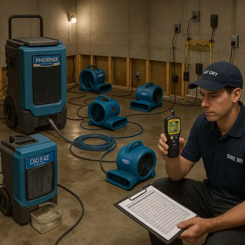 Structural Drying and Dehumidification process in Turley, OK
